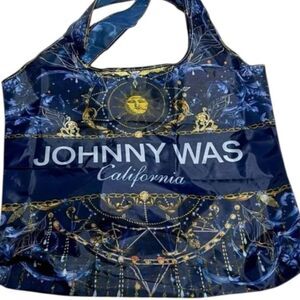 Johnny Was packable reusable California Dreaming Blue Lightweight nylon tote bag